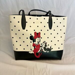 Kate Spade Polka Dot Tote with Minnie Mouse - Black, White, Red